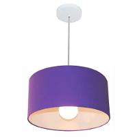 Lustre Pendente Cilíndrico Md-4031 Cúpula Em Tecido 40x21cm Roxo - Bivolt - 1