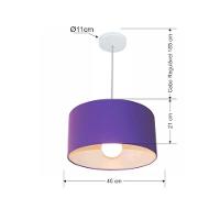 Lustre Pendente Cilíndrico Md-4031 Cúpula Em Tecido 40x21cm Roxo - Bivolt - 2