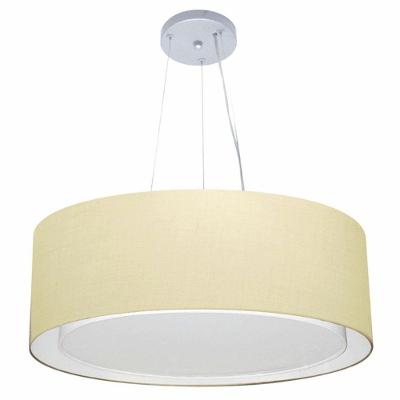 Lustre Pendente Cilíndrico Duplo Vivare Md-4125 Cúpula Em Tecido 60x25cm - Bivolt Algodão-crú 127/220v