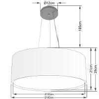 Lustre Pendente Cilíndrico Duplo Vivare Md-4125 Cúpula Em Tecido 60x25cm - Bivolt Algodão-crú 127/220v - 2