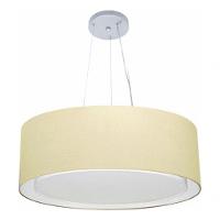 Lustre Pendente Cilíndrico Duplo Vivare Md-4125 Cúpula Em Tecido 60x25cm - Bivolt Algodão-crú 127/220v - 3