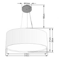 Lustre Pendente Cilíndrico Duplo Vivare Md-4125 Cúpula Em Tecido 60x25cm - Bivolt Algodão-crú 127/220v - 4
