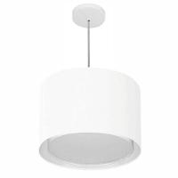 Lustre Pendente Cilíndrico Duplo Md-4286 Cúpula Em Tecido 40x30cm Branco - Bivolt - 1