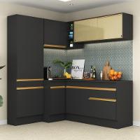 Cozinha Completa De Canto Mp2089 Com Armário E Balcão Preta - 1