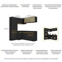 Cozinha Completa De Canto Mp2089 Com Armário E Balcão Preta - 6