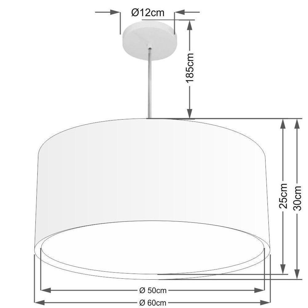 Lustre Pendente Cilíndrico Duplo Md-4291 Cúpula Em Tecido 60x30cm Rustico Cinza - Bivolt - 2