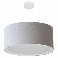 Lustre Pendente Cilíndrico Duplo Md-4291 Cúpula Em Tecido 60x30cm Rustico Cinza - Bivolt - 1
