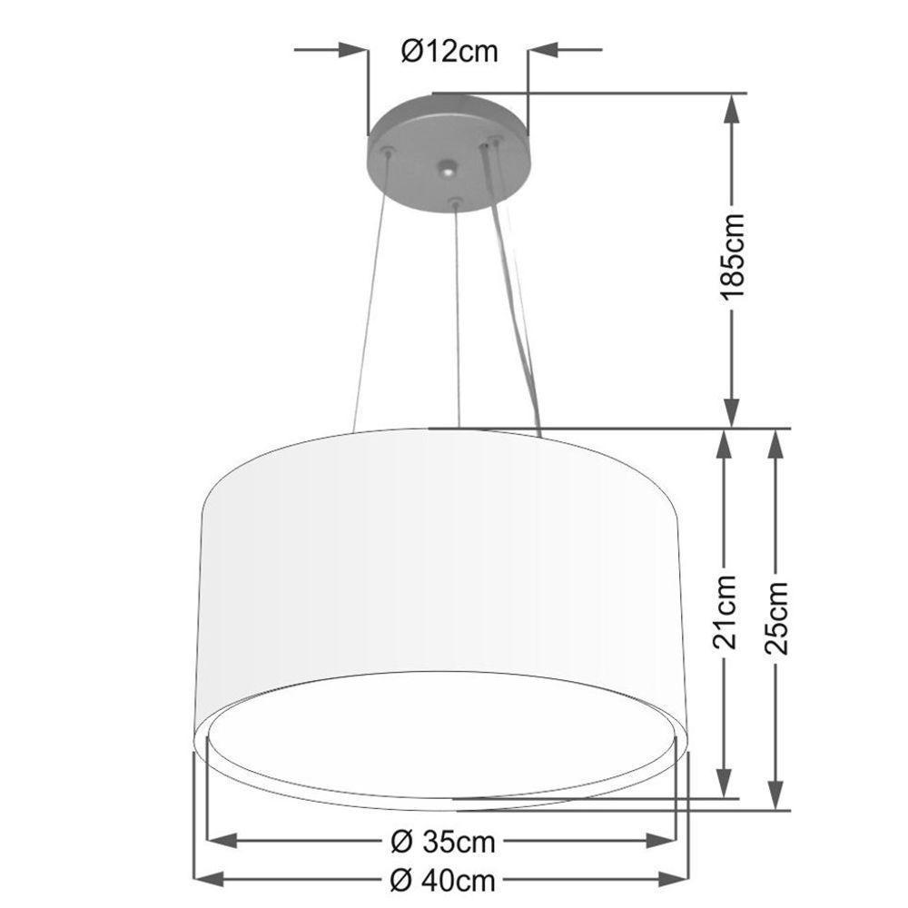 Lustre Pendente Cilíndrico Duplo Md-4123 Cúpula Em Tecido 40x25cm Preto - Bivolt - 2