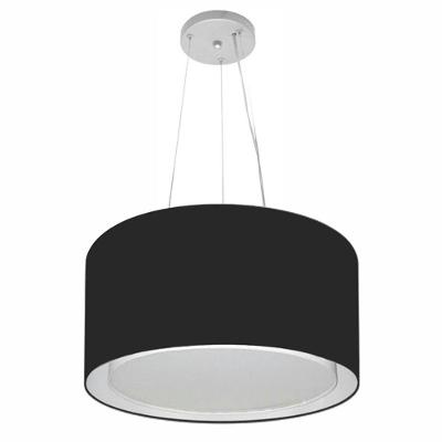 Lustre Pendente Cilíndrico Duplo Md-4123 Cúpula Em Tecido 40x25cm Preto - Bivolt