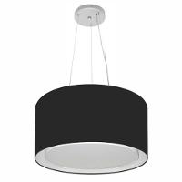 Lustre Pendente Cilíndrico Duplo Md-4123 Cúpula Em Tecido 40x25cm Preto - Bivolt - 1