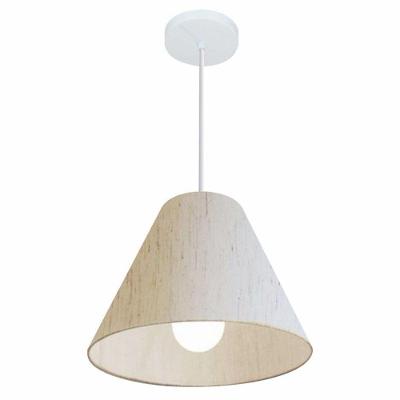Lustre Pendente Cone Vivare Md-4028 Cúpula Em Tecido 25/30x12cm - Bivolt Linho Bege 127/220v