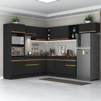 Cozinha Completa De Canto Mp2083 Com Armário E Balcão Preta - 1