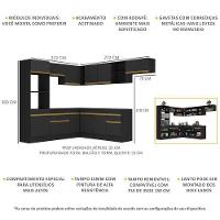Cozinha Completa De Canto Mp2083 Com Armário E Balcão Preta - 6