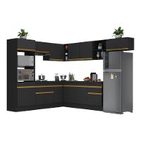 Cozinha Completa De Canto Mp2083 Com Armário E Balcão Preta - 7