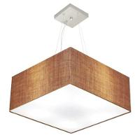 Lustre Pendente Quadrado Vivare Md-4071 Cúpula Em Tecido 30/70x70cm - Bivolt Palha 127/220v - 1