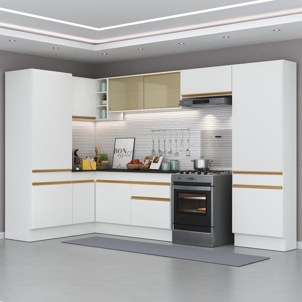 Cozinha Completa De Canto Mp2090 Com Armário E Balcão Branca - 1