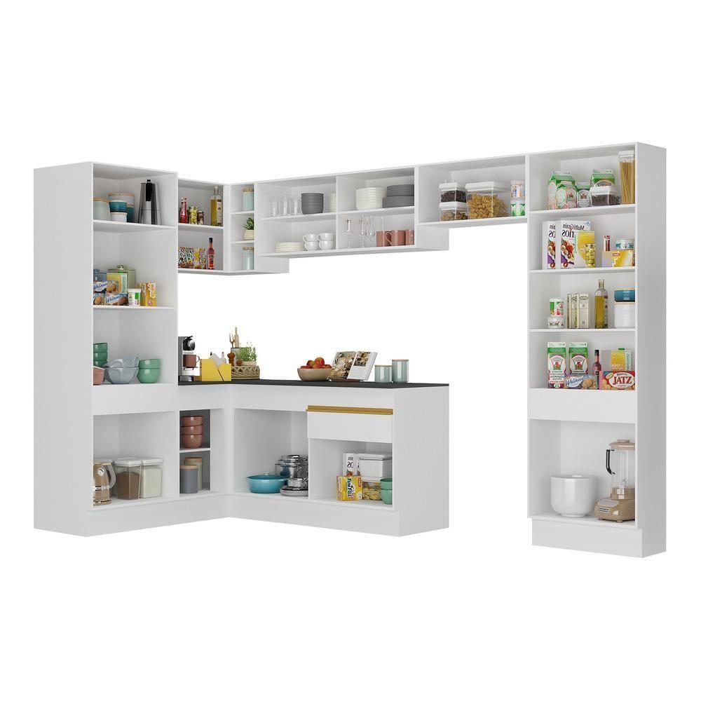 Cozinha Completa De Canto Mp2090 Com Armário E Balcão Branca - 4