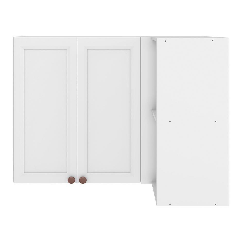 Armário Aéreo Canto Reto Unna 2 Portas Com Nichos Branco - Poliman Móveis Branco - 1