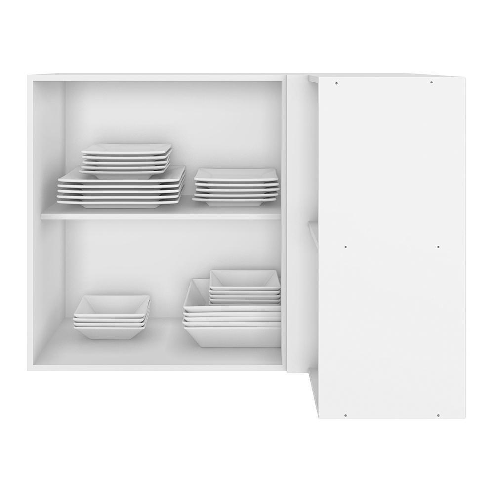 Armário Aéreo Canto Reto Unna 2 Portas Com Nichos Branco - Poliman Móveis Branco - 2