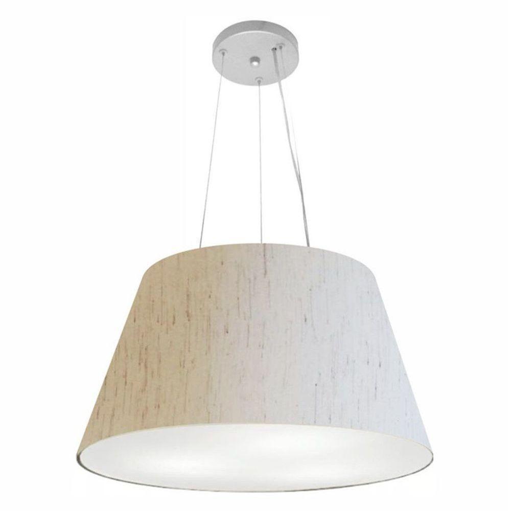 Lustre Pendente Cone Vivare Md-4141 Cúpula Em Tecido 30/50x35cm - Bivolt Linho Bege 127/220v - 1