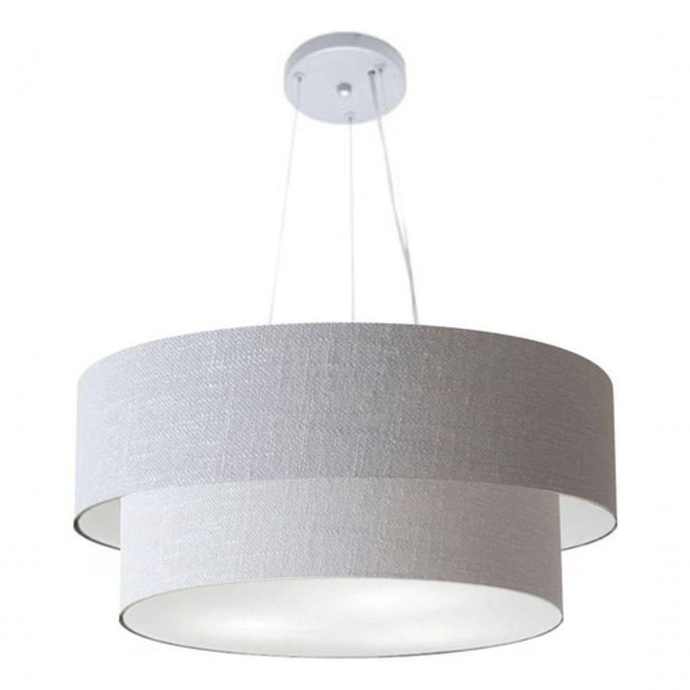 Lustre Pendente Duplo Cilíndrico Vivare Md-4082 Cúpula Em Tecido 60x50cm - Bivolt Rustico-cinza 127/220v - 4
