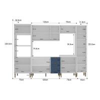 Armário Cozinha Americana Modulada Completa 305cm Com Vidros Multimóveis Cr20497 Branco-Azul - 4