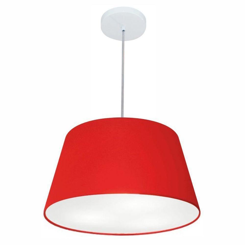 Lustre Pendente Cone Vivare Md-4021 Cúpula Em Tecido 21/40x30cm - Bivolt Vermelho 127/220v - 1