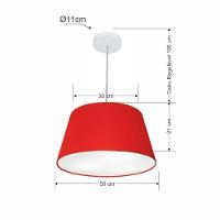 Lustre Pendente Cone Vivare Md-4021 Cúpula Em Tecido 21/40x30cm - Bivolt Vermelho 127/220v - 2