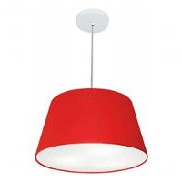 Lustre Pendente Cone Vivare Md-4021 Cúpula Em Tecido 21/40x30cm - Bivolt Vermelho 127/220v