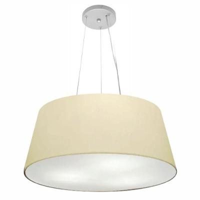 Lustre Pendente Cone Vivare Md-4062 Cúpula Em Tecido 25/60x50cm - Bivolt Algodão-crú 127/220v