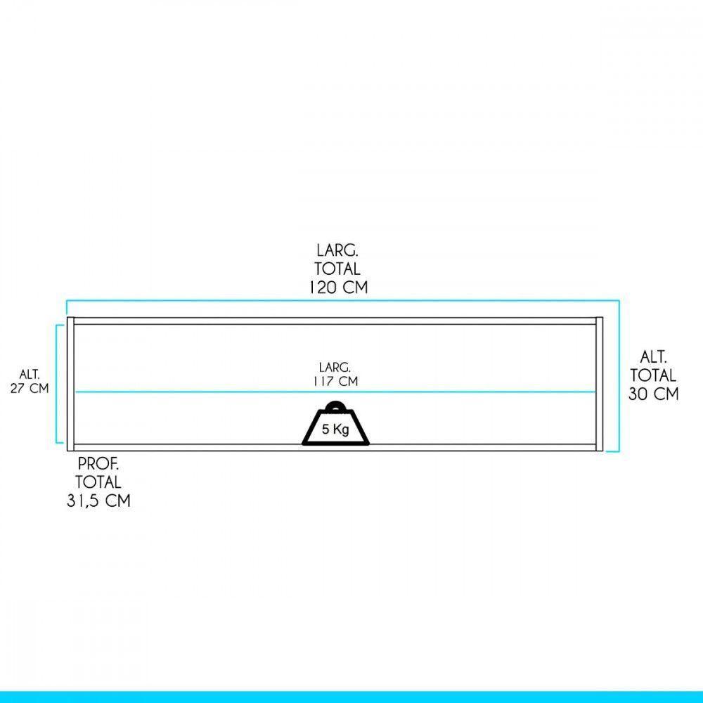 Armário Aéreo Porta Basculante 120x30 Cm Mdp Menu Móveis Avelã Branco - 3