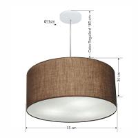 Lustre Pendente Cilíndrico Vivare Md-4215 Cúpula Em Tecido 55x30cm - Bivolt Café 127/220v - 2