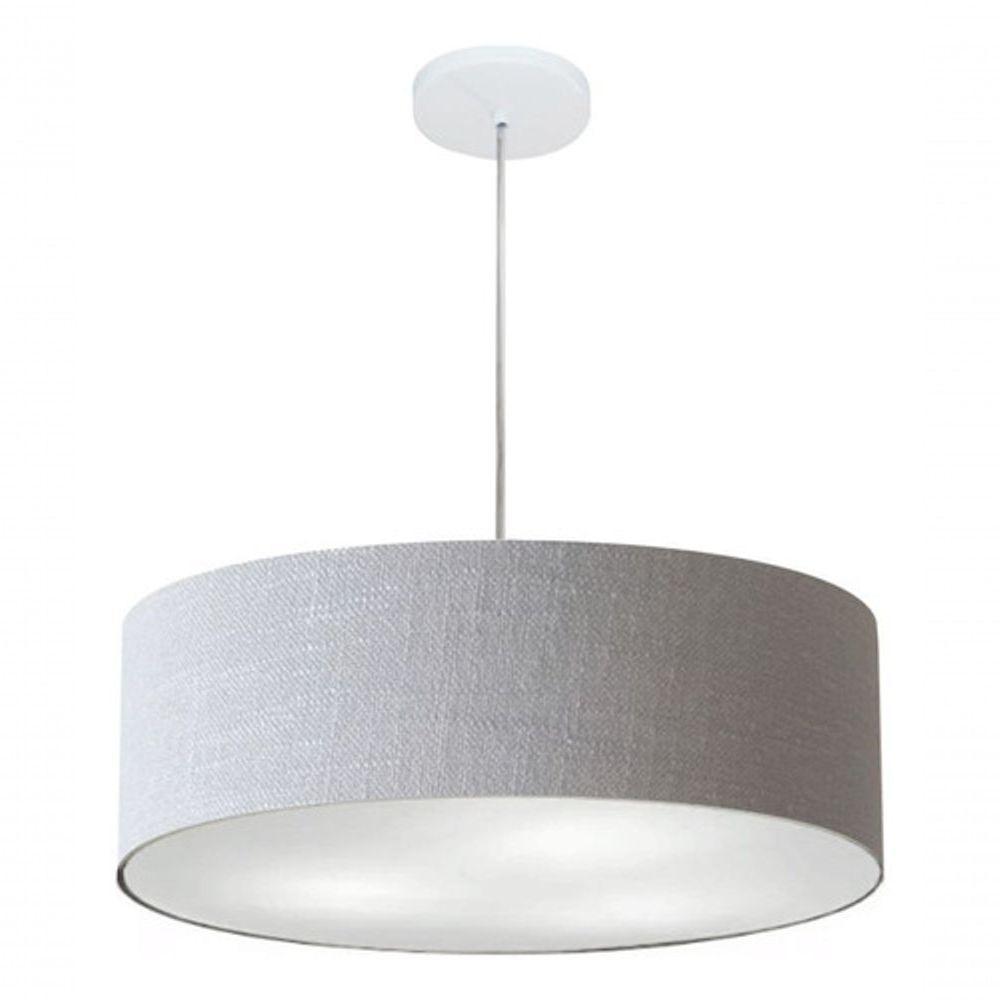 Lustre Pendente Cilíndrico Vivare Md-4218 Cúpula Em Tecido 55x15cm - Bivolt Rustico-cinza 127/220v - 4