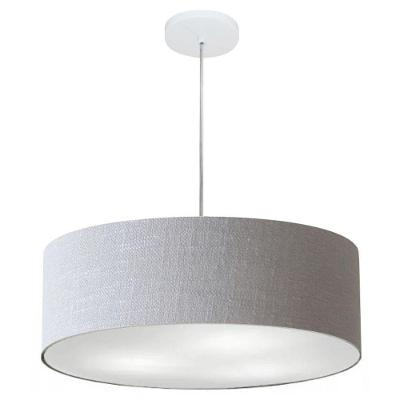 Lustre Pendente Cilíndrico Vivare Md-4218 Cúpula Em Tecido 55x15cm - Bivolt Rustico-cinza 127/220v