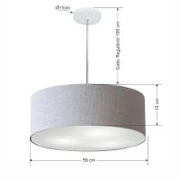 Lustre Pendente Cilíndrico Vivare Md-4218 Cúpula Em Tecido 55x15cm - Bivolt Rustico-cinza 127/220v - 2