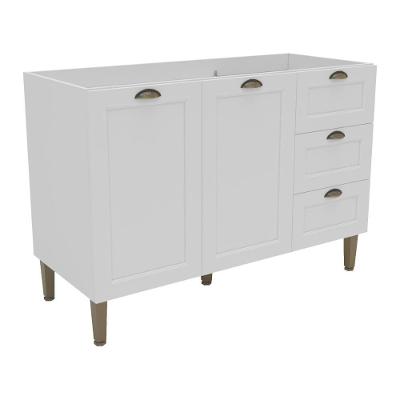 Balcão Cozinha Americana Para Pia 120cm 2 Portas 3 Gavetas Sem Tampo Multimóveis Cr20486 Branco