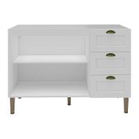 Balcão Cozinha Americana Para Pia 120cm 2 Portas 3 Gavetas Sem Tampo Multimóveis Cr20486 Branco - 4