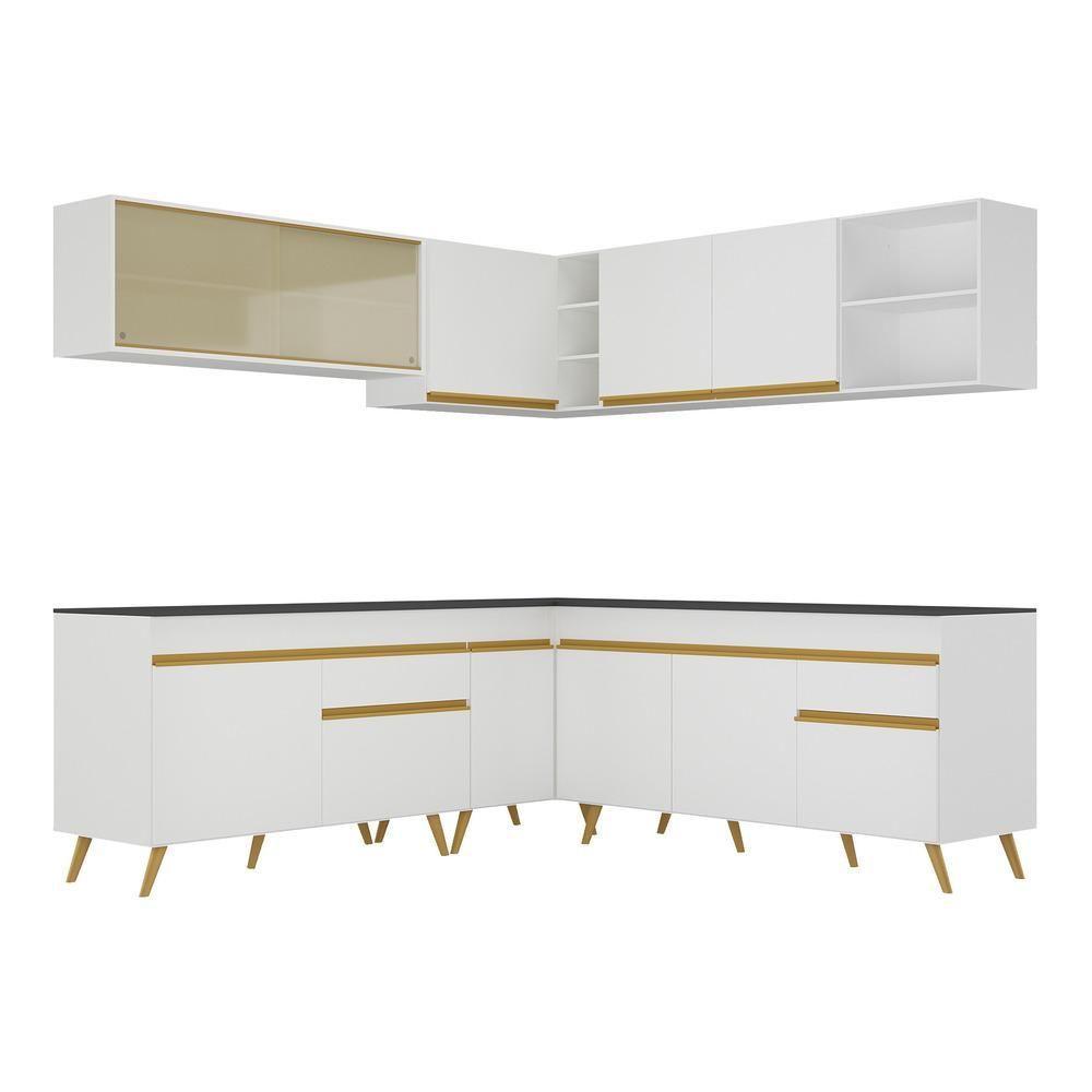 Cozinha Completa De Canto Veneza Gw Mp2061 Com Armário E Balcão Branca - 2