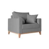 Kit 2 Poltronas Beny Amamentação Com 2 Almofadas Base Em Madeira Maciça Tecido Linho Cinza - 3