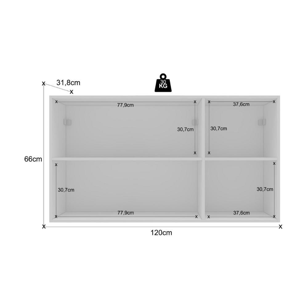 Armário De Cozinha Americana Aéreo 120cm 3 Portas Com Vidros Multimóveis Cr20488 Branco - 2