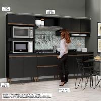 Armário Balcão Sabrina 280x202 Cm 6 Peças Mdp Menu Móveis Preto - 2