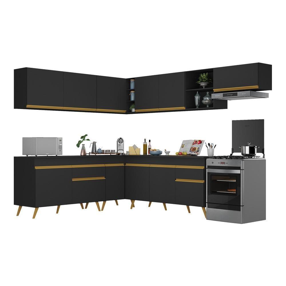 Cozinha Completa De Canto Veneza Gb Mp2068 Com Armário E Balcão Preta - 3