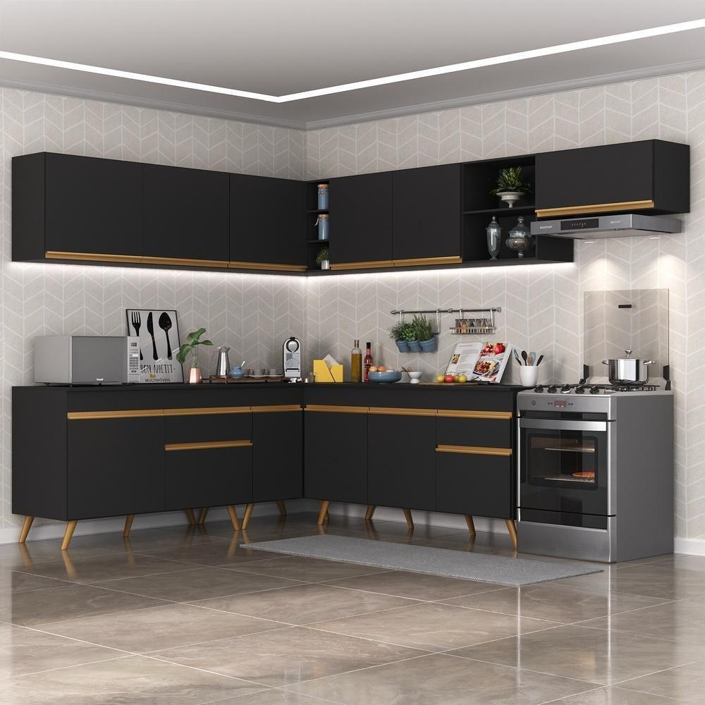Cozinha Completa De Canto Veneza Gb Mp2068 Com Armário E Balcão Preta - 5