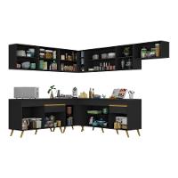 Cozinha Completa De Canto Veneza Gb Mp2068 Com Armário E Balcão Preta - 1