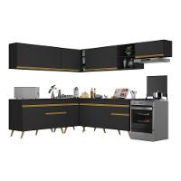 Cozinha Completa De Canto Veneza Gb Mp2068 Com Armário E Balcão Preta - 3