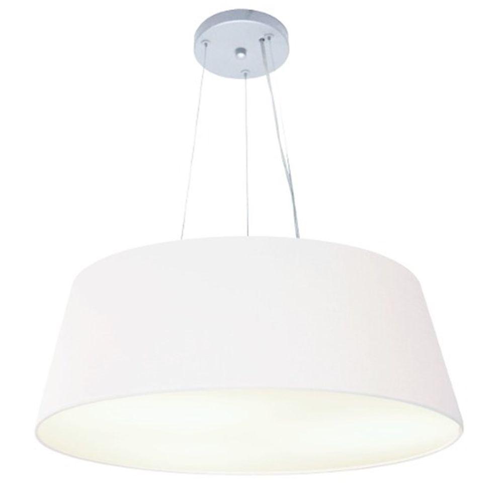Lustre Pendente Cone Md-4072 Cúpula Em Tecido 30/80x65cm Branco - Bivolt - 1