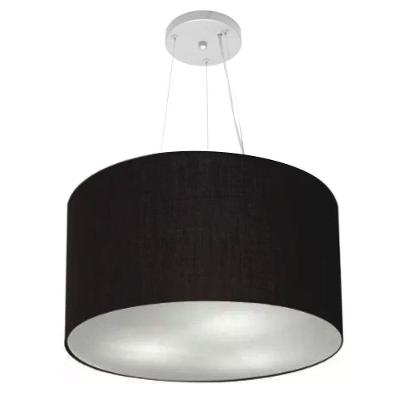 Lustre Pendente Cilíndrico Vivare Md-4187 Cúpula Em Tecido 45x30cm - Bivolt Preto 127/220v