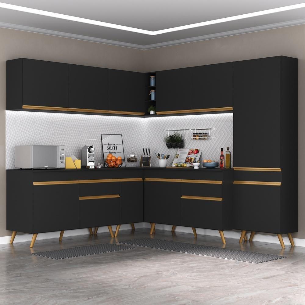 Cozinha Completa De Canto Veneza Gb Mp2067 Com Armário E Balcão Preta - 6