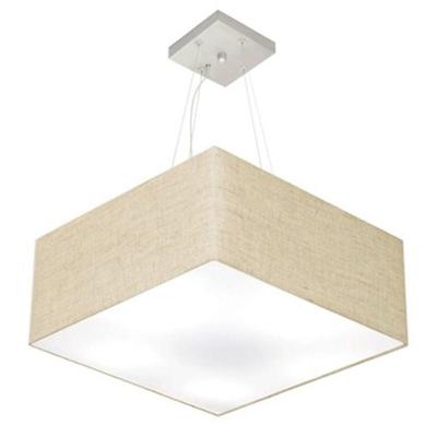 Lustre Pendente Quadrado Md-4006 Cúpula Em Tecido 21/50x50cm Rustico Bege - Bivolt