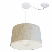 Lustre Pendente Cone Com Desvio De Centro Vivare Md-4275 Cúpula Em Tecido 40x45cm - Bivolt Rustico-bege 127/220v - 1